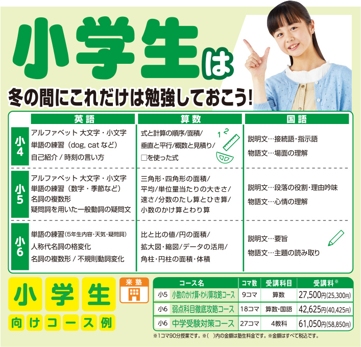 小学生は冬の間にこれだけは勉強しておこう！